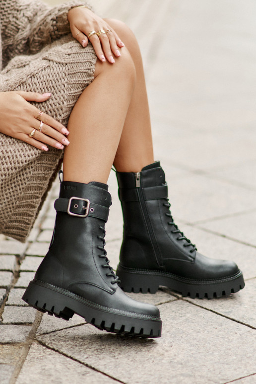 sich Zuarm laufen Arbeitsstiefeletten mit Schnallen Big Star OO274137 schZuarze Farbe