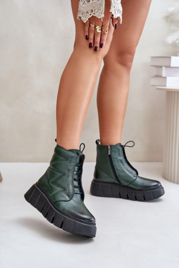 Zazoo 60472 Haut Stiefel mit einer Plattform I Koturnie Khaki-Farbe-Farbe 2