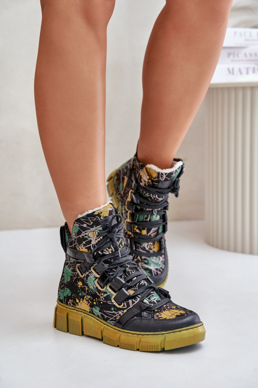 Haut gleichschenklig Schnürstiefel Es mussciejka 06158-07 Gelb --schZuarze Farbe Haut gleichschenklig Schnürstiefel Es mussciejka 06158-07 Gelb --schZuarze Farbe