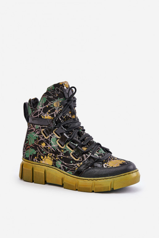 Haut gleichschenklig Schnürstiefel Es mussciejka 06158-07 Gelb --schZuarze Farbe Haut gleichschenklig Schnürstiefel Es mussciejka 06158-07 Gelb --schZuarze Farbe