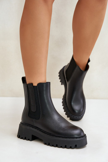 Leder gefütterte stilvolle Damenstiefeletten Big Star OO274A386, schwarz