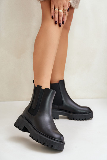 Leder gefütterte stilvolle Damenstiefeletten Big Star OO274A386, schwarz 2