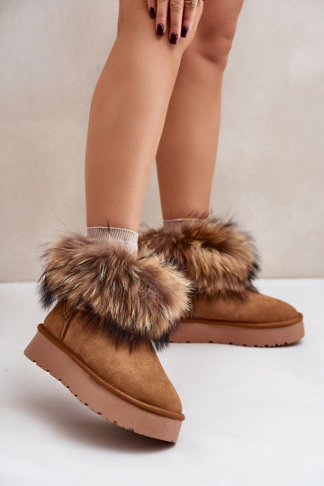 Haut Schneestiefel mit einer Plattform mit Pelzmantel braune Farbe Avirisa 2