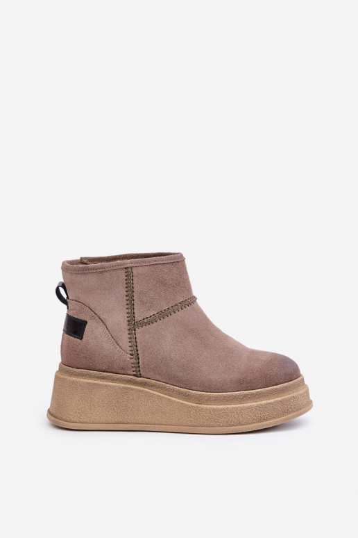 Haut aus INildleder Schneestiefel Stiefel mit einer Plattform I Koturnie Es mussciejka 06769-02 dunkelbraun Haut aus INildleder Schneestiefel Stiefel mit einer Plattform I Koturnie Es mussciejka 06769-02 dunkelbraun