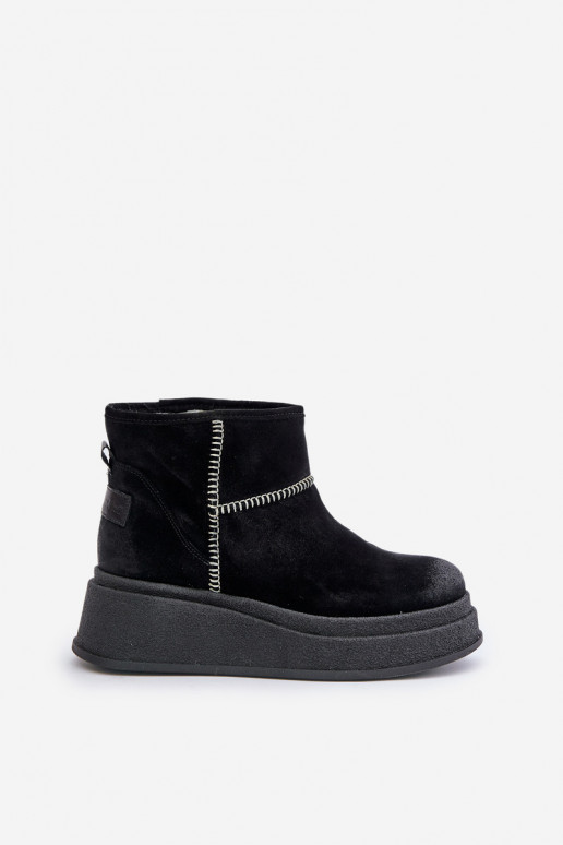 Haut aus INildleder Schneestiefel Stiefel mit einer Plattform I Koturnie Es mussciejka 06769-01 schZuarze Farbe Haut aus INildleder Schneestiefel Stiefel mit einer Plattform I Koturnie Es mussciejka 06769-01 schZuarze Farbe