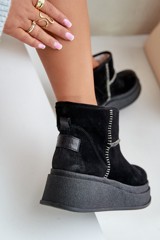 Haut aus INildleder Schneestiefel Stiefel mit einer Plattform I Koturnie Es mussciejka 06769-01 schZuarze Farbe Haut aus INildleder Schneestiefel Stiefel mit einer Plattform I Koturnie Es mussciejka 06769-01 schZuarze Farbe