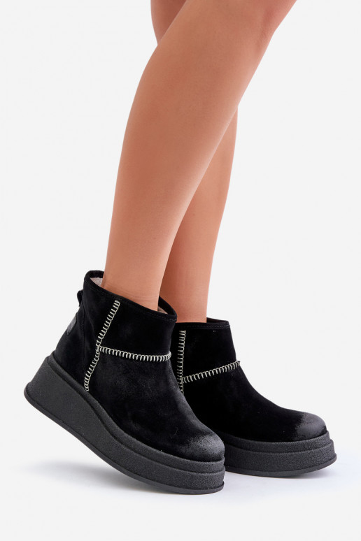 Haut aus INildleder Schneestiefel Stiefel mit einer Plattform I Koturnie Es mussciejka 06769-01 schZuarze Farbe Haut aus INildleder Schneestiefel Stiefel mit einer Plattform I Koturnie Es mussciejka 06769-01 schZuarze Farbe