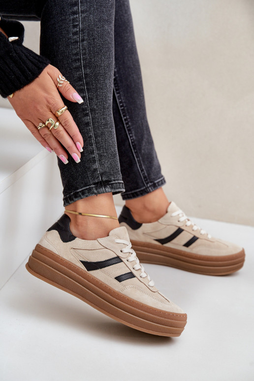 Zazoo N1176 aus INildleder Sneakers Stilvollllschuhe mit einer Plattform Beige Zazoo N1176 aus INildleder Sneakers Stilvollllschuhe mit einer Plattform Beige