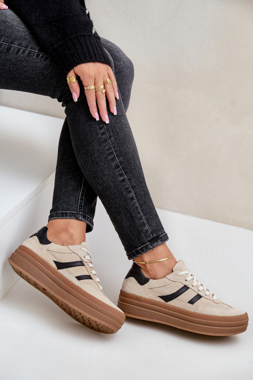 Zazoo N1176 aus INildleder Sneakers Stilvollllschuhe mit einer Plattform Beige Zazoo N1176 aus INildleder Sneakers Stilvollllschuhe mit einer Plattform Beige