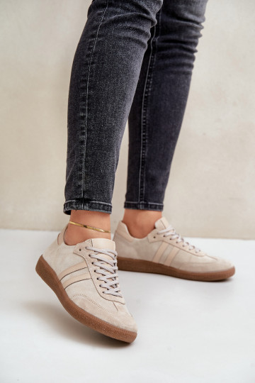 Zazoo N1068 aus INildleder Niedrig Sneakers Stilvollllschuhe Feminin Beige