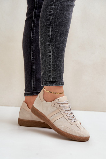 Zazoo N1068 aus INildleder Niedrig Sneakers Stilvollllschuhe Feminin Beige 2