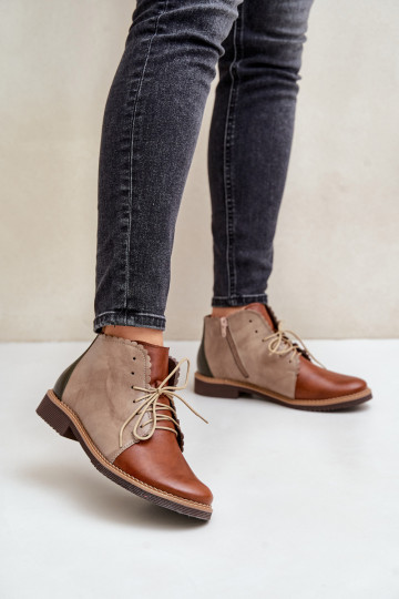 Haut Stiefel mit breiten Absätzen braune Farbe Zazoo 4078 2