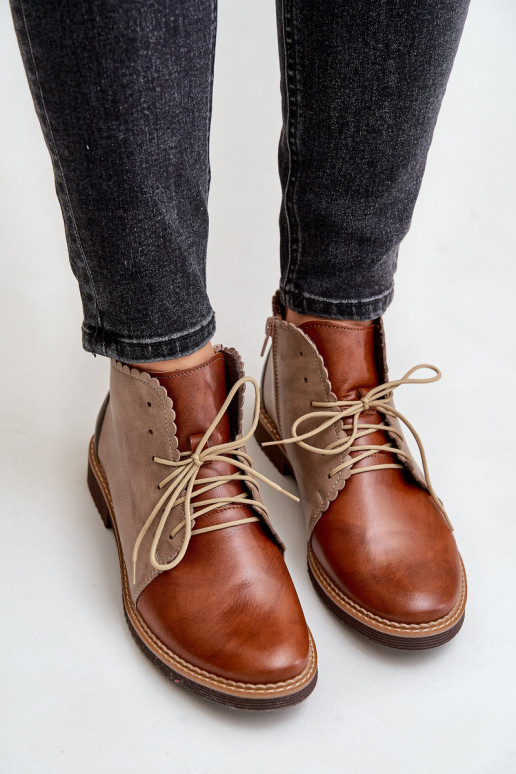 Haut Stiefel mit breiten Absätzen braune Farbe Zazoo 4078