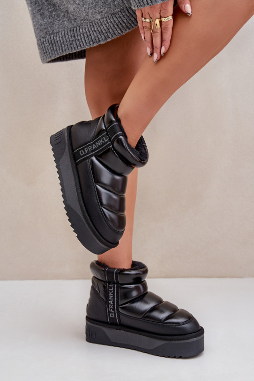 Niedrig Schneestiefel Auf dicker Sohle D.Franklin DFSH371011 schZuarze Farbe