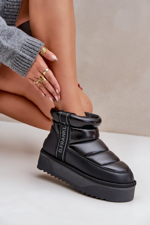 Niedrig Schneestiefel Auf dicker Sohle D.Franklin DFSH371011 schZuarze Farbe