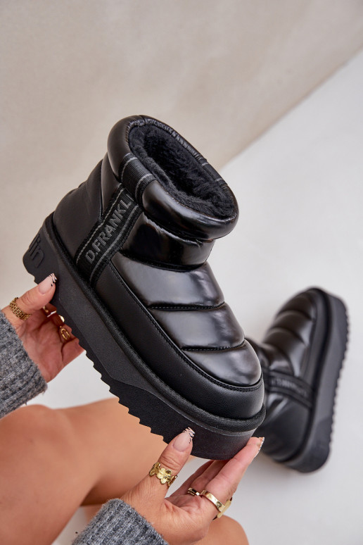 Niedrig Schneestiefel Auf dicker Sohle D.Franklin DFSH371011 schZuarze Farbe