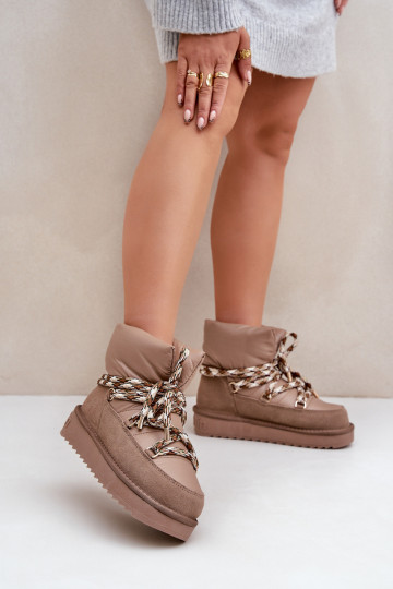 aus INildleder Schneestiefel FemininGrubym Schnürungm D.Franklin DFSH375003 Tonfarbe