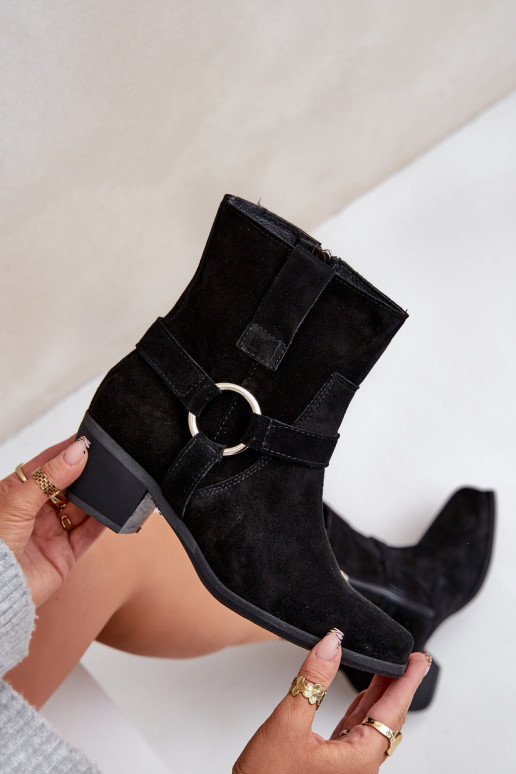 StiefelErmöglichtturalnego aus INildlederu mit Absätzen Zazoo 3444/2 schZuarze Farbe StiefelErmöglichtturalnego aus INildlederu mit Absätzen Zazoo 3444/2 schZuarze Farbe