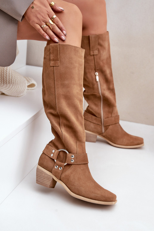 aus INildleder Stiefel Auf niedrigem Absatz mit einem Stiefel Gegen die Straße Zazoo 3444/O braune Farbe aus INildleder Stiefel Auf niedrigem Absatz mit einem Stiefel Gegen die Straße Zazoo 3444/O braune Farbe