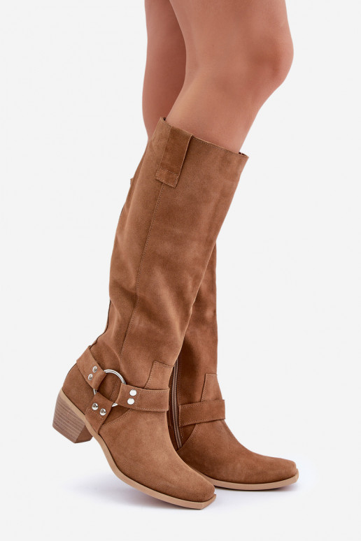 aus INildleder Stiefel Auf niedrigem Absatz mit einem Stiefel Gegen die Straße Zazoo 3444/O braune Farbe aus INildleder Stiefel Auf niedrigem Absatz mit einem Stiefel Gegen die Straße Zazoo 3444/O braune Farbe