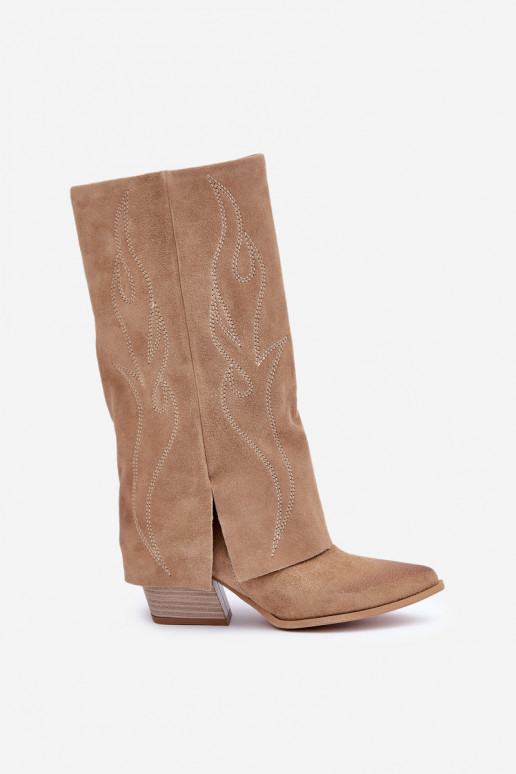 aus INildleder Stiefel Mittlere INadeINyZuiniętą CholeZuką mit Absätzen Beige Zazoo 3487 aus INildleder Stiefel Mittlere INadeINyZuiniętą CholeZuką mit Absätzen Beige Zazoo 3487