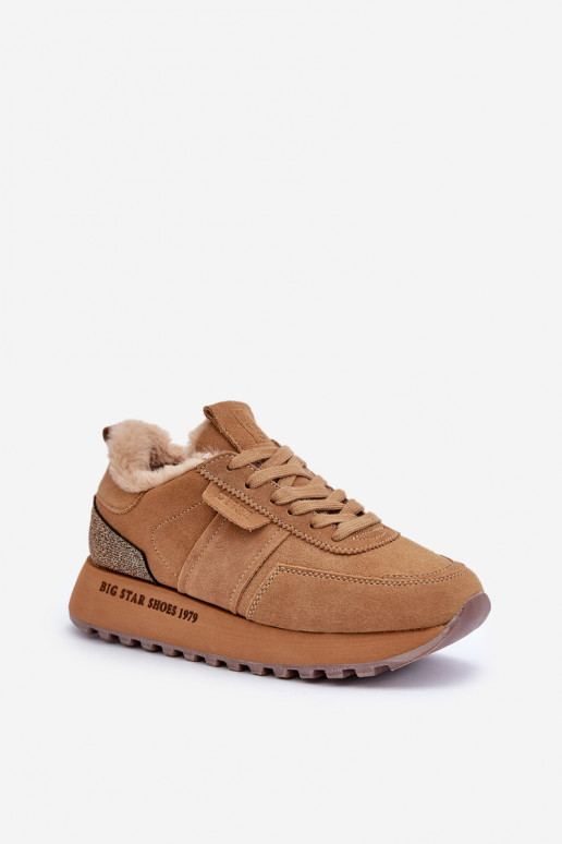 aus INildleder Sneakers Stilvollllschuhe Feminin mit Pelzmantel I Błyszczącym Element Big Star OO274578 Hi-Poly System braune Fa aus INildleder Sneakers Stilvollllschuhe Feminin mit Pelzmantel I Błyszczącym Element Big Star OO274578 Hi-Poly System braune Fa