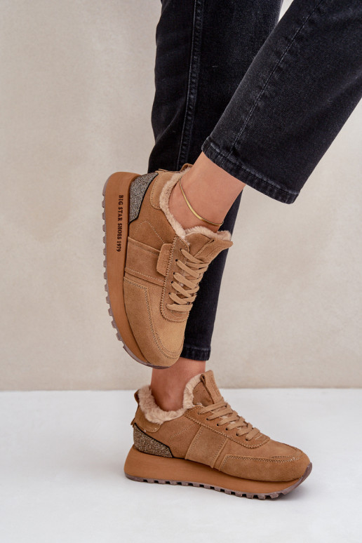 aus INildleder Sneakers Stilvollllschuhe Feminin mit Pelzmantel I Błyszczącym Element Big Star OO274578 Hi-Poly System braune Fa aus INildleder Sneakers Stilvollllschuhe Feminin mit Pelzmantel I Błyszczącym Element Big Star OO274578 Hi-Poly System braune Fa