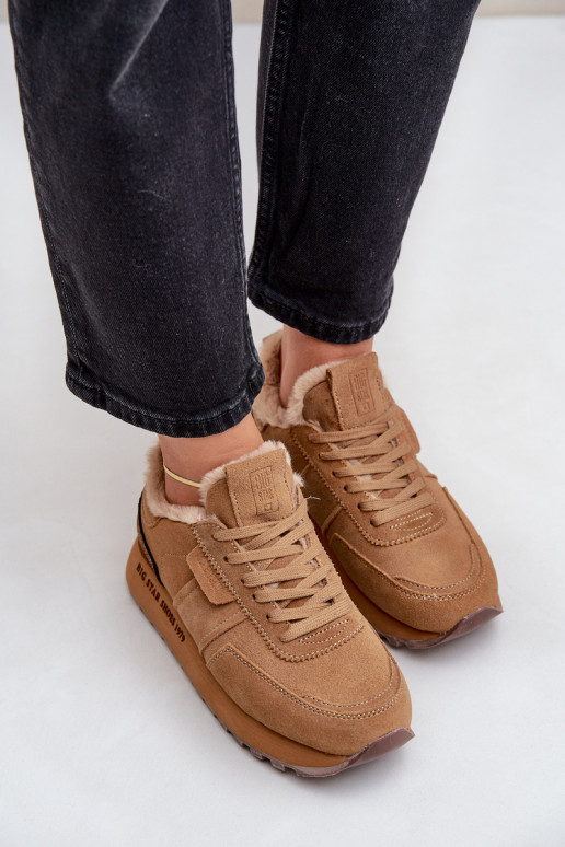 aus INildleder Sneakers Stilvollllschuhe Feminin mit Pelzmantel I Błyszczącym Element Big Star OO274578 Hi-Poly System braune Fa aus INildleder Sneakers Stilvollllschuhe Feminin mit Pelzmantel I Błyszczącym Element Big Star OO274578 Hi-Poly System braune Fa