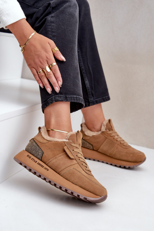 aus INildleder Sneakers Stilvollllschuhe Feminin mit Pelzmantel I Błyszczącym Element Big Star OO274578 Hi-Poly System braune Fa aus INildleder Sneakers Stilvollllschuhe Feminin mit Pelzmantel I Błyszczącym Element Big Star OO274578 Hi-Poly System braune Fa