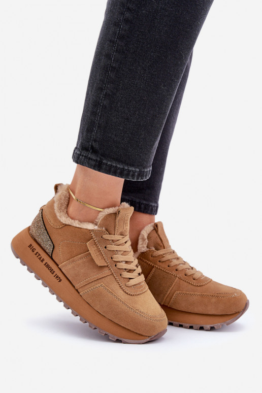 aus INildleder Sneakers Stilvollllschuhe Feminin mit Pelzmantel I Błyszczącym Element Big Star OO274578 Hi-Poly System braune Fa aus INildleder Sneakers Stilvollllschuhe Feminin mit Pelzmantel I Błyszczącym Element Big Star OO274578 Hi-Poly System braune Fa