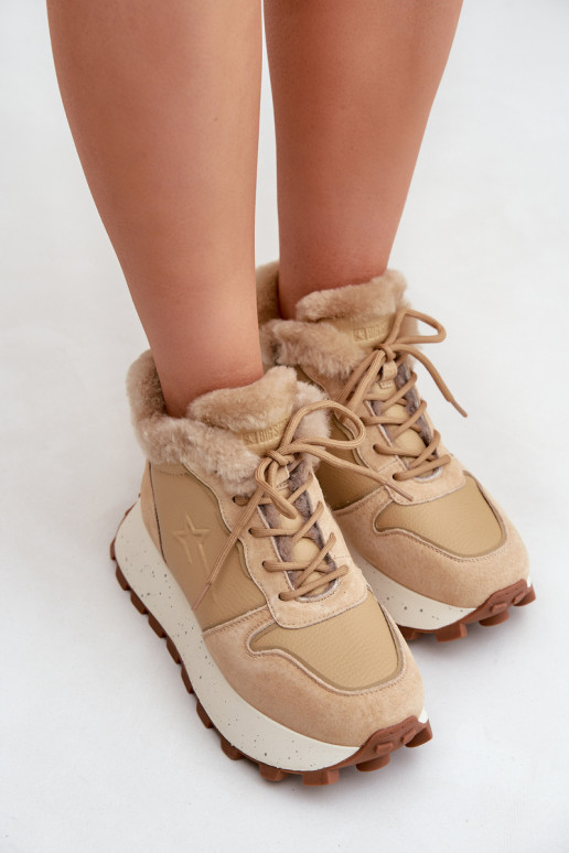 Haut Sneakers Stilvollllschuhe Schuhe Feminin mit Pelzmantel mit einer Plattform Big Star OO274A330 Beige Haut Sneakers Stilvollllschuhe Schuhe Feminin mit Pelzmantel mit einer Plattform Big Star OO274A330 Beige