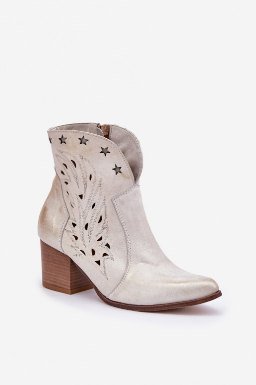 Durchbrochene Stiefel CoZuboy-Stil Haut mit Absätzen LeZuski 3613 goldene Farbe Przecierany Durchbrochene Stiefel CoZuboy-Stil Haut mit Absätzen LeZuski 3613 goldene Farbe Przecierany