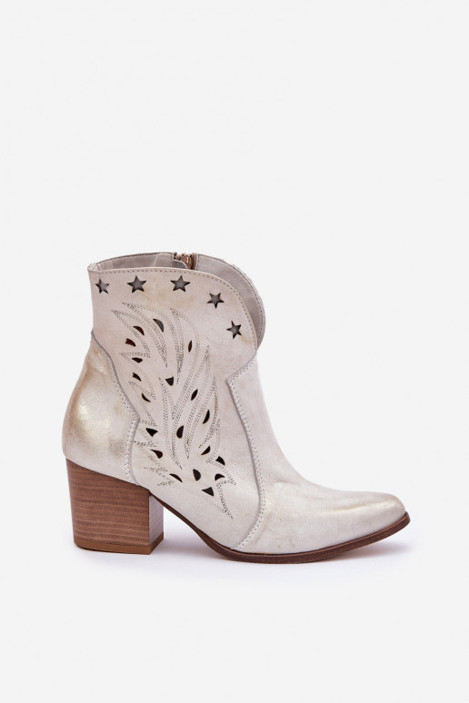 Durchbrochene Stiefel CoZuboy-Stil Haut mit Absätzen LeZuski 3613 goldene Farbe Przecierany Durchbrochene Stiefel CoZuboy-Stil Haut mit Absätzen LeZuski 3613 goldene Farbe Przecierany