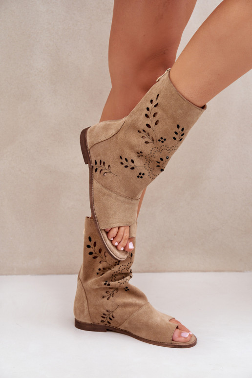 Zazoo 3437 Feminin INildledersandalen mit einem Stiefel Zum Schloss Beige Zazoo 3437 Feminin INildledersandalen mit einem Stiefel Zum Schloss Beige