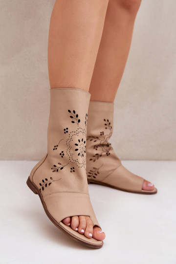 Damen Sandalen mit Schaft Zazoo 3437 in sandfarben