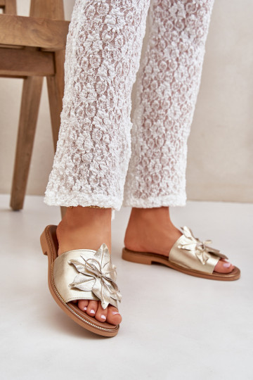 Hausschuhe mit Ornamenten Ermöglichtturleder Zazoo 3667 goldene Farbe 2