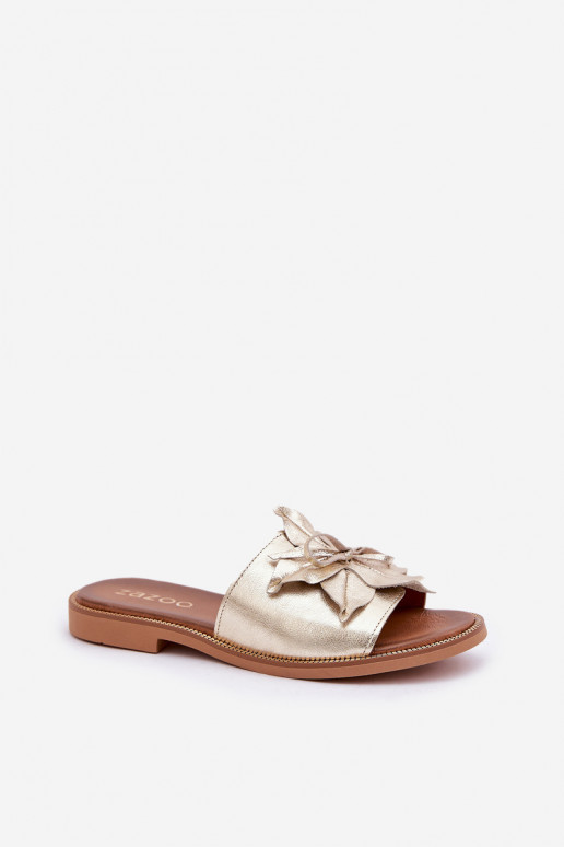 Hausschuhe mit Ornamenten Ermöglichtturleder Zazoo 3667 goldene Farbe Hausschuhe mit Ornamenten Ermöglichtturleder Zazoo 3667 goldene Farbe