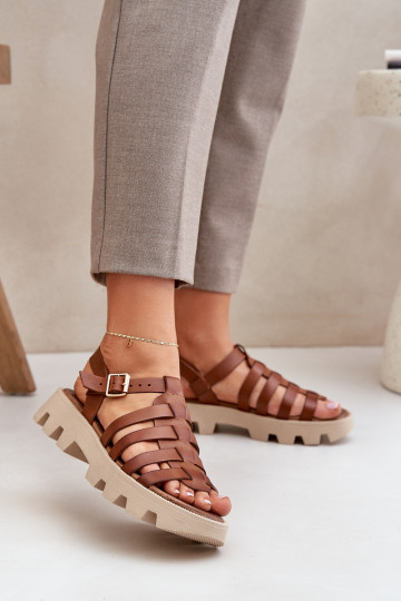 Damensandalen Feminin Zazoo 3695 braune Farbe 2