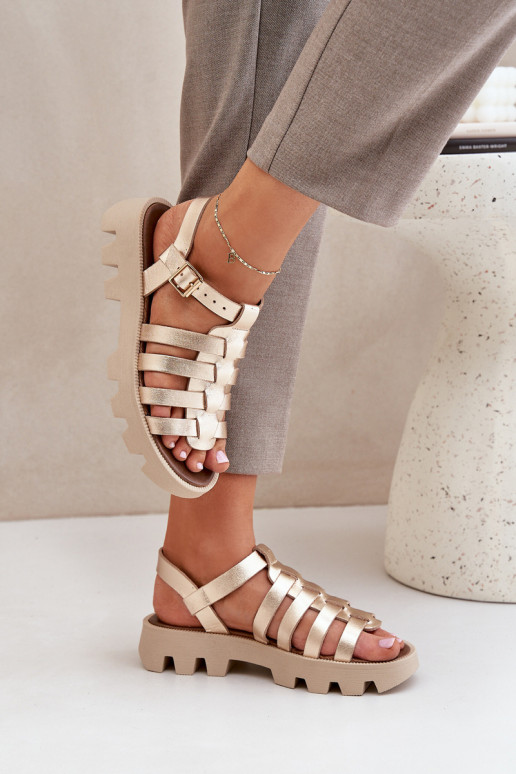 Damensandalen Feminin Zazoo 3695 goldene Farbe Damensandalen Feminin Zazoo 3695 goldene Farbe