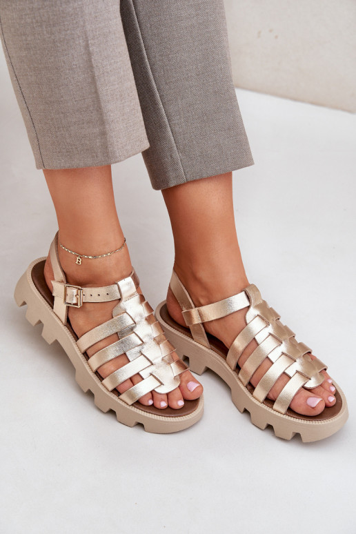 Damensandalen Feminin Zazoo 3695 goldene Farbe Damensandalen Feminin Zazoo 3695 goldene Farbe