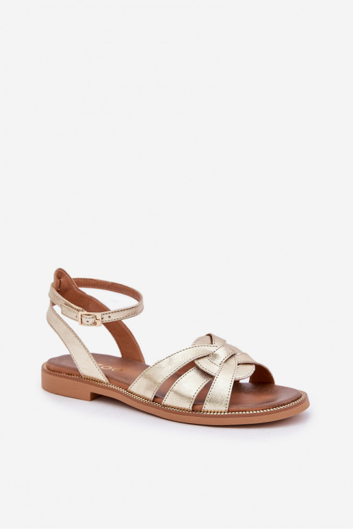 Damensandalen Feminin mit breiten Absätzen Zazoo 3688 goldene Farbe Damensandalen Feminin mit breiten Absätzen Zazoo 3688 goldene Farbe