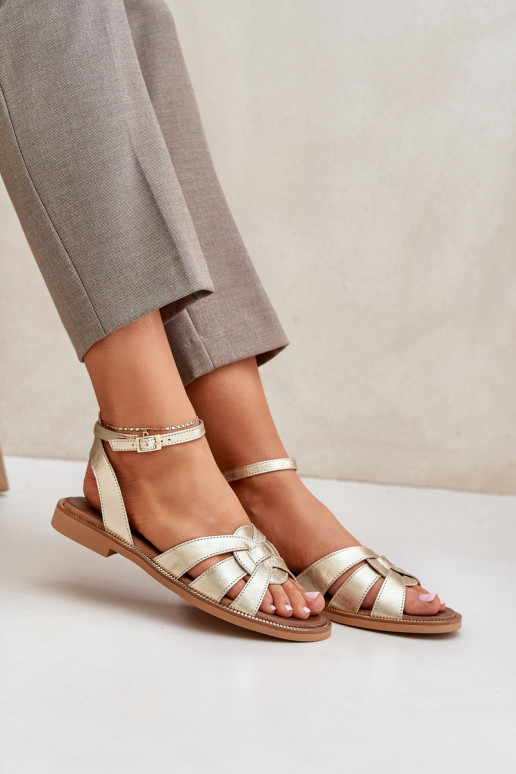 Damensandalen Feminin mit breiten Absätzen Zazoo 3688 goldene Farbe Damensandalen Feminin mit breiten Absätzen Zazoo 3688 goldene Farbe