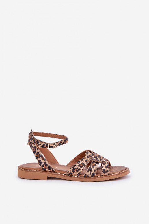 Damensandalen Feminin mit breiten Absätzen mit Leopardenfellmuster Zazoo 3688 braune Farbe Damensandalen Feminin mit breiten Absätzen mit Leopardenfellmuster Zazoo 3688 braune Farbe