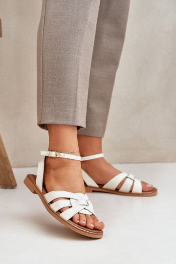 Damensandalen Feminin mit breiten Absätzen Zazoo 3688 elfenbeinfarbe 2