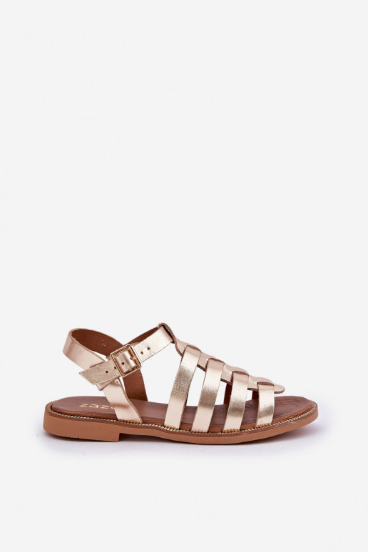 Damensandalen mit breiten Absätzen Zazoo 3686 goldene Farbe Damensandalen mit breiten Absätzen Zazoo 3686 goldene Farbe