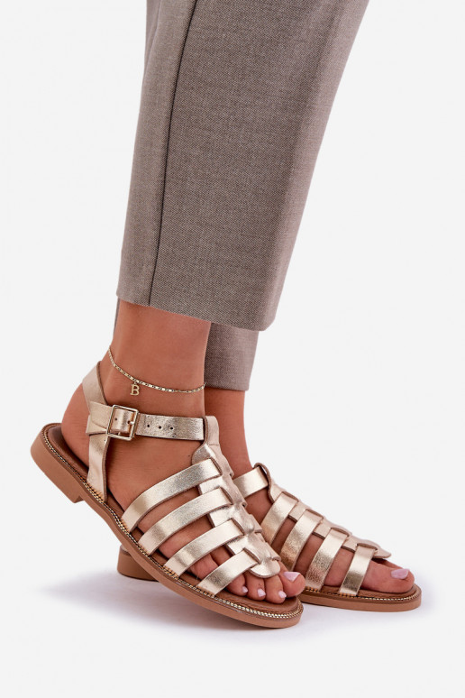 Damensandalen mit breiten Absätzen Zazoo 3686 goldene Farbe Damensandalen mit breiten Absätzen Zazoo 3686 goldene Farbe