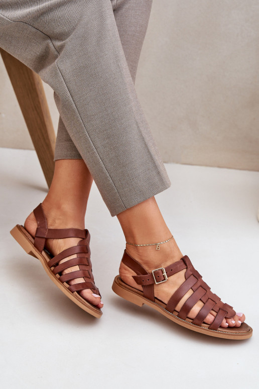 Damensandalen mit breiten Absätzen Zazoo 3686 braune Farbe Damensandalen mit breiten Absätzen Zazoo 3686 braune Farbe