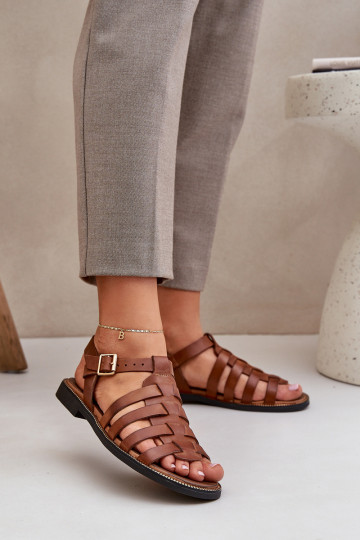 Damensandalen mit breiten Absätzen Zazoo 3686 braune Farbe