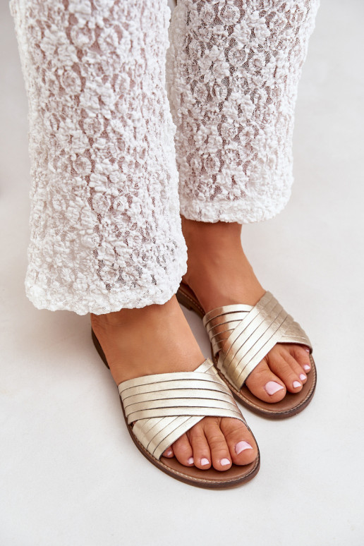 Haut Feminin Hausschuhe LeZuski Shoes 3682 goldene Farbe Haut Feminin Hausschuhe LeZuski Shoes 3682 goldene Farbe