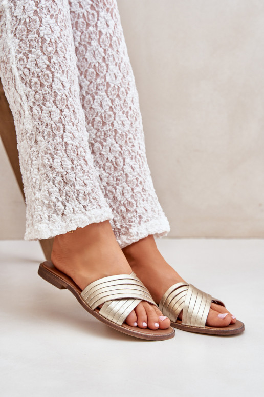 Haut Feminin Hausschuhe LeZuski Shoes 3682 goldene Farbe Haut Feminin Hausschuhe LeZuski Shoes 3682 goldene Farbe